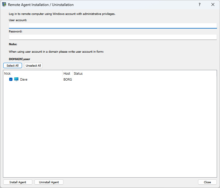 Remotely install monitoring agent