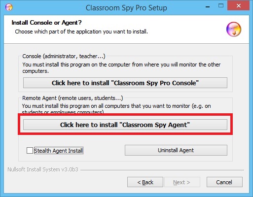 Agent installation start