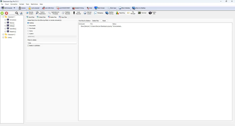 Scheda Elimina file