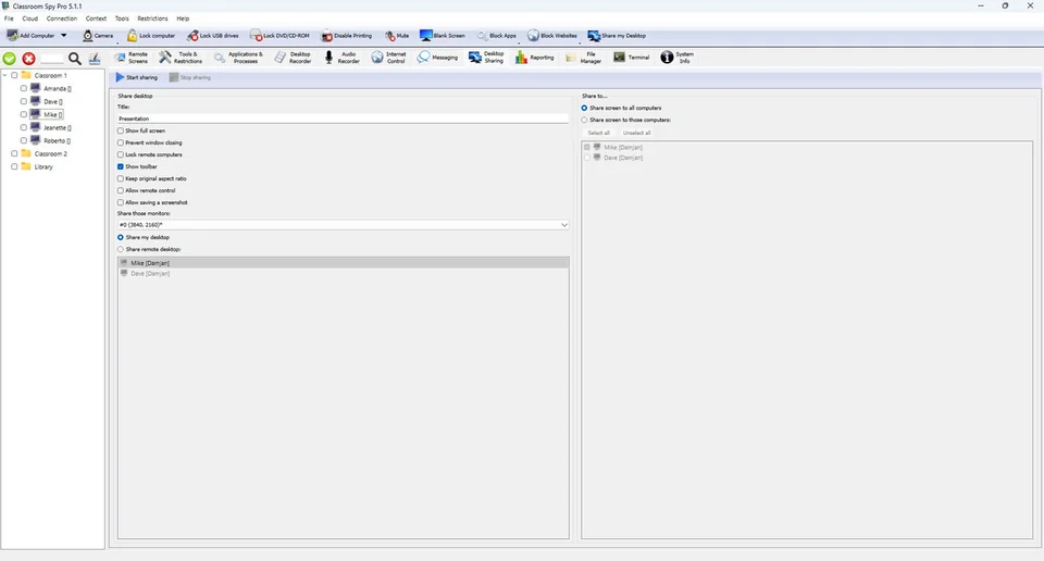 berbagi desktop dengan siswa