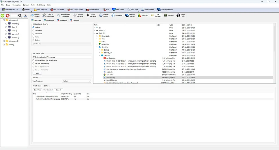 Scheda Invia file